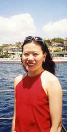 Julie on Sydney Harbour, December 2000.